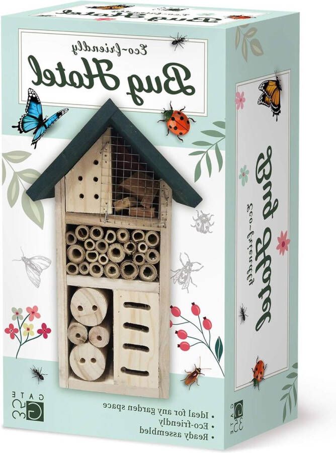 Bijenhotel Bug House Hotel voor milieuvriendelijke insectennestkast in tuinen-erven