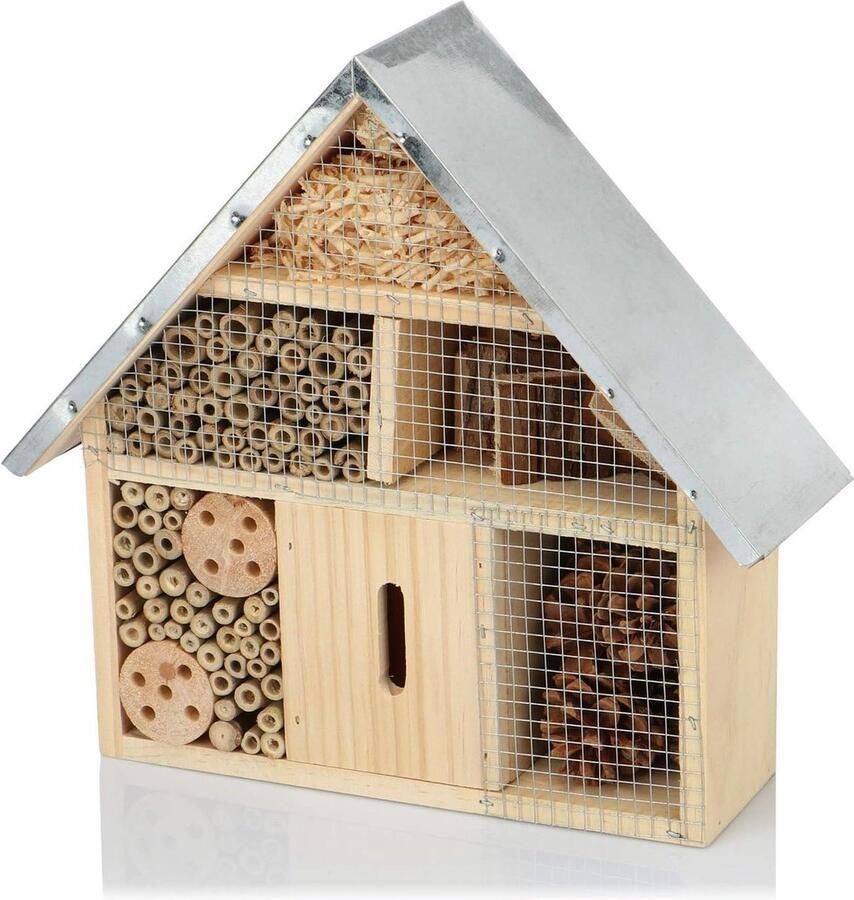 Bijenhotel Casa de insectos de madera Para mariquitas mariposas moscas Colgante 29x28x8cm
