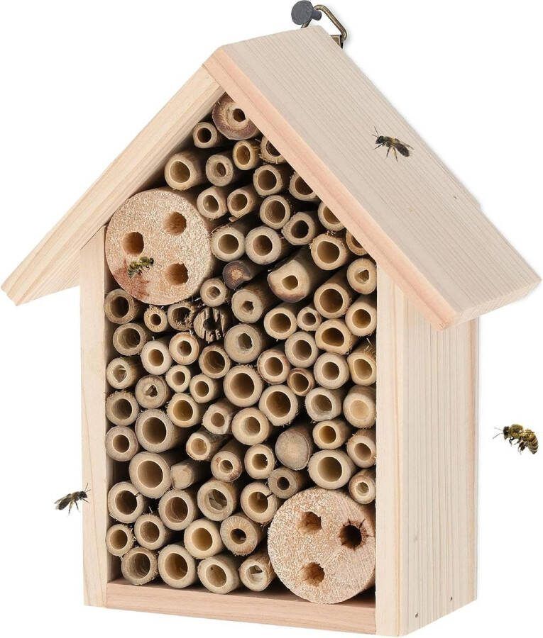 Bijenhotel Dennenhout Insectenhotel voor bijen en wespen Ophangen HBD 20 x 17 x 85 cm Insectennestkast Natuurlijke habitat