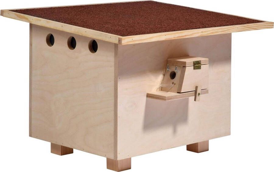 Bijenhotel Grote Hommelkast van Hout incl. Nestmateriaal Bitumendak Naturel 51 x 43 x 36 cm