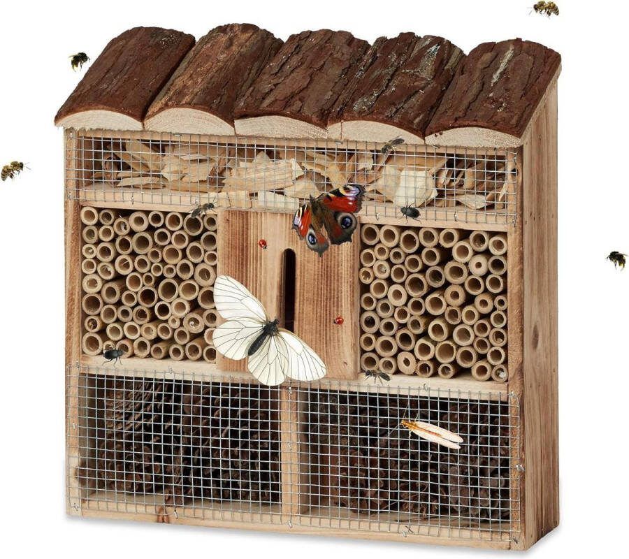 Bijenhotel hangend gevlamd hout 31 x 305 x 95 cm natuur