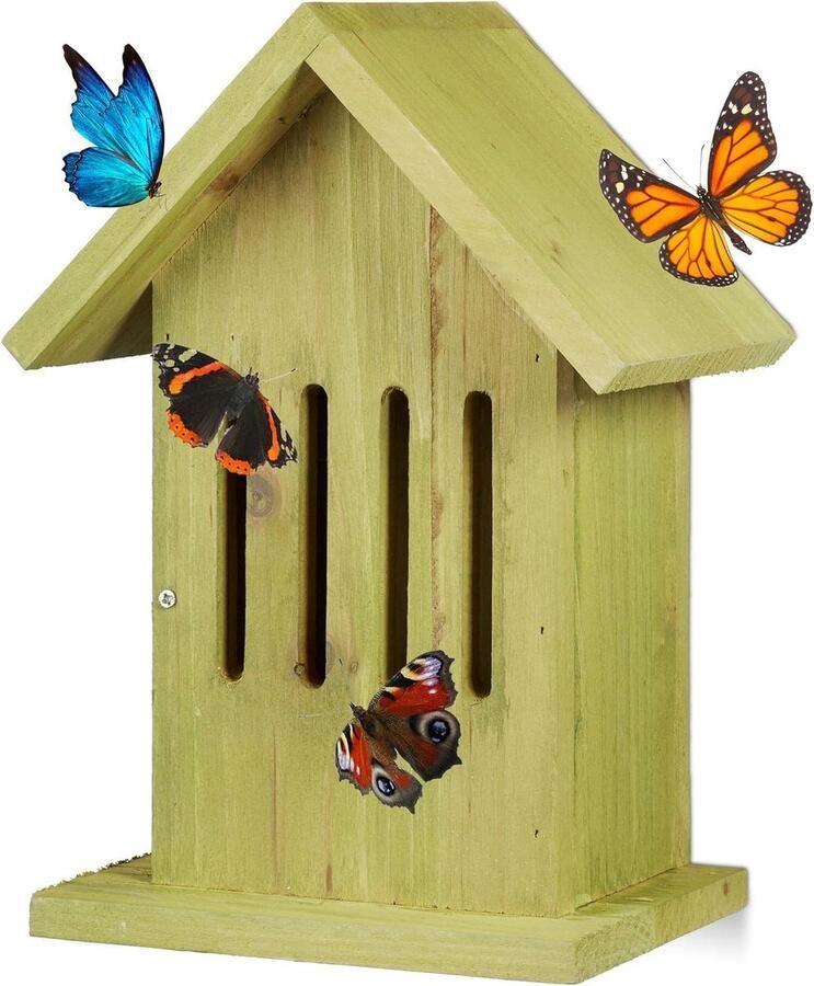 Bijenhotel hangend vlinderhuis insectenhotel tuin-balkon HxBxD: 255 x 185 x 12 cm groen