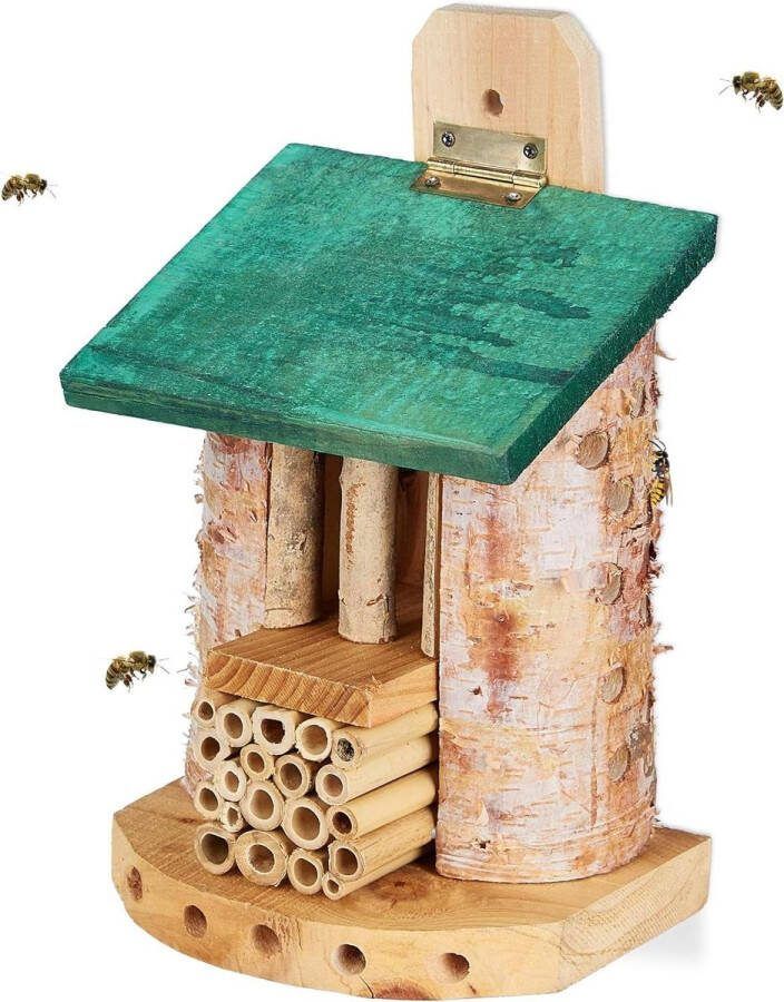 Bijenhotel insectenhotel nestkast voor wilde bijen- HxBxD 225x16x85 cm natuur-groen