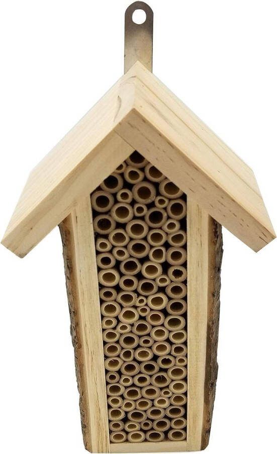 Bijenhotel Missouri Insectenhotel Natuur Ca. 27x15.5x9 cm Hout Bamboe Naturel