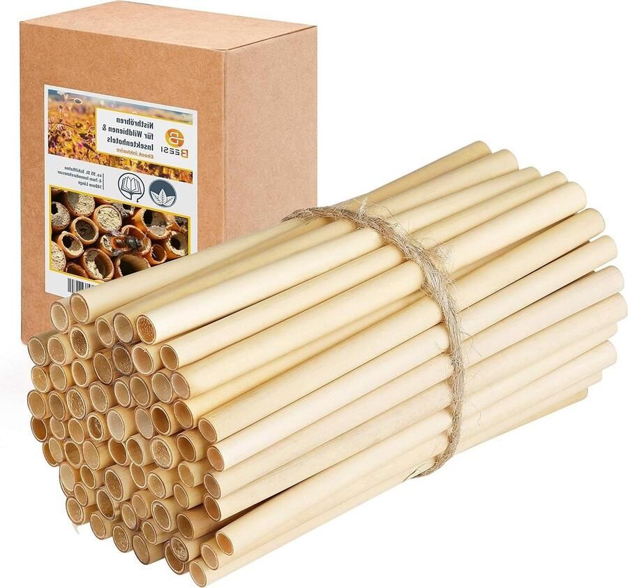 Bijenhotel Nesthulzen 14 cm Lang Riet 4-7 mm Incl. E-book Nestbuizen Wilde Bijen (100 x)