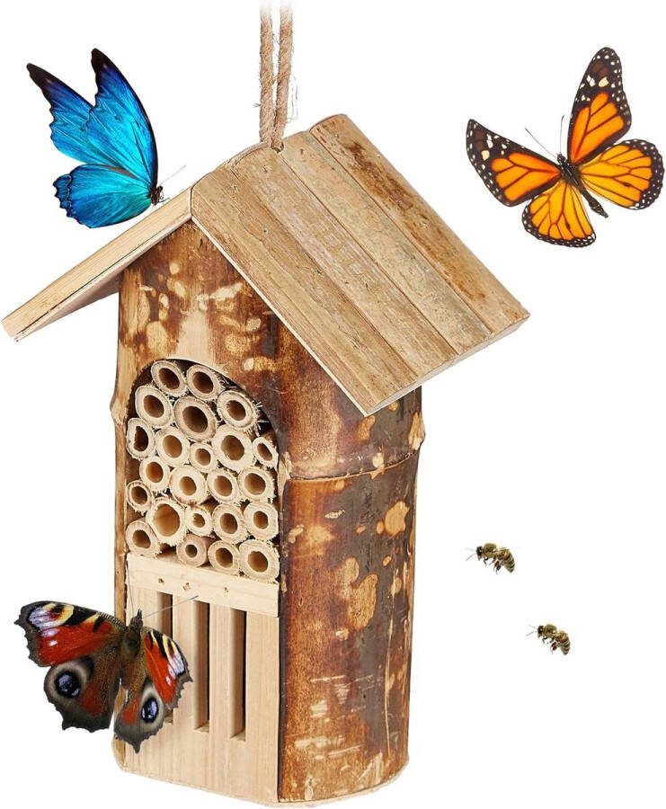 Bijenhotel Nestkast voor Wilde Bijen en Vlinders Hangend of Staand Tuin 20x135x10 cm Natuurlijke Habitat