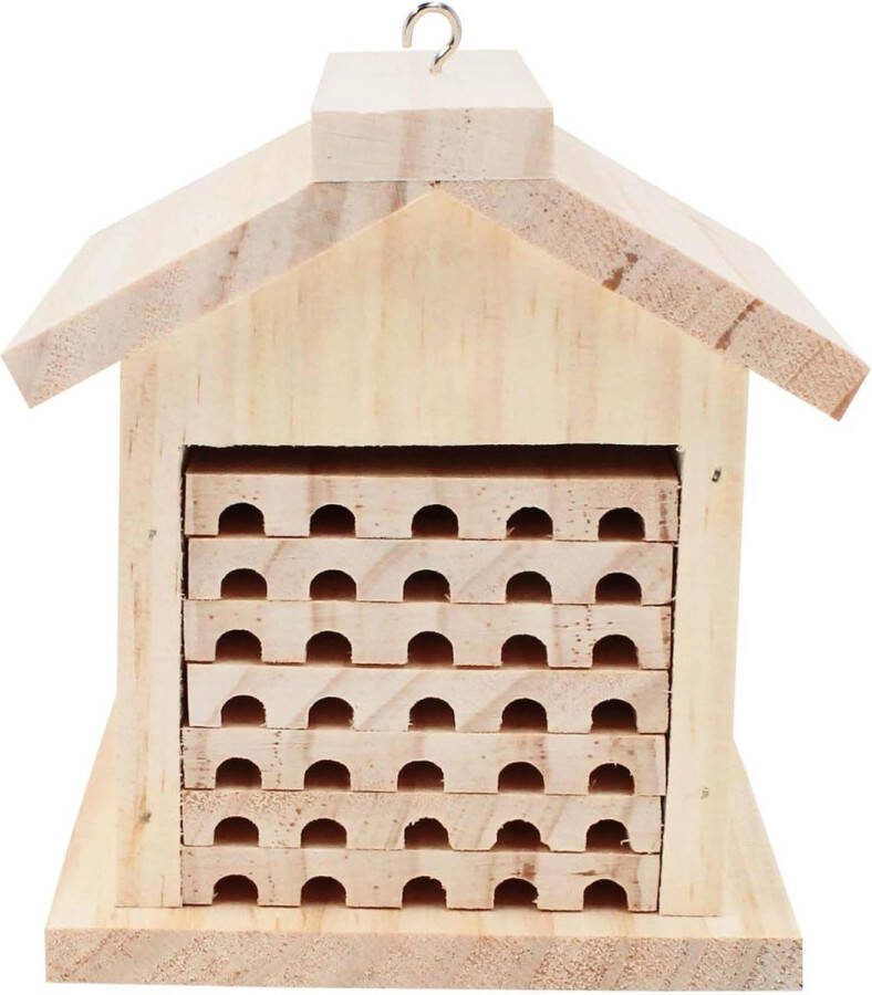 Bijenhotel van hout met lijm 20 x 22 x 22 cm Natuurlijk insectenhotel