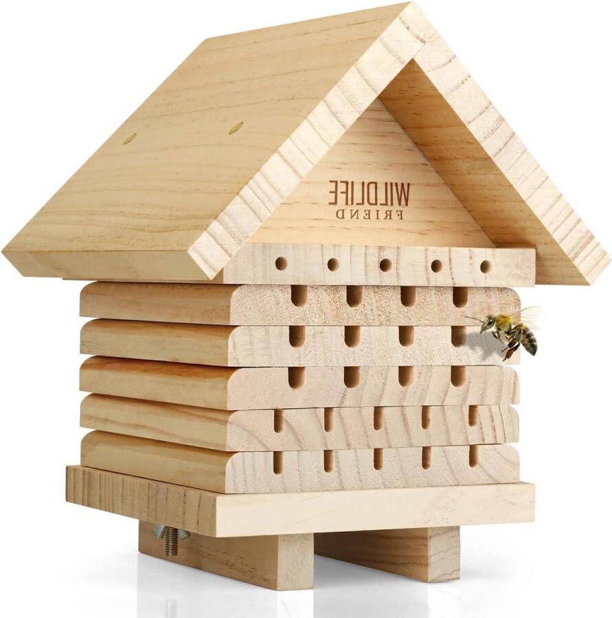 Bijenhotel van natuurlijk hout insectenhotel voor wilde bijen nesthulp en schuilplaats tuin en balkon