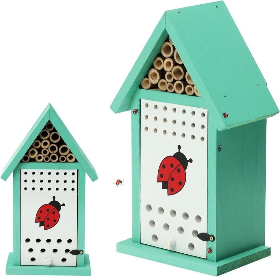 Bijenhotel voor lieveheersbeestjes Kleurrijk ontwerp Geschikt voor jonge en oude lieveheersbeestjes Lieveheersbeestjeshotel Wit met blauw