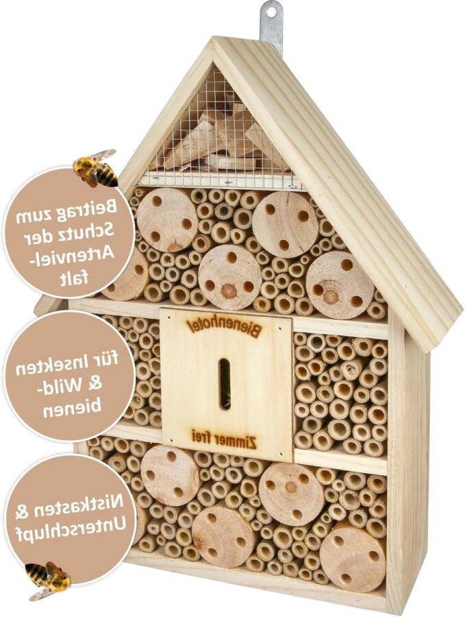 Bijenhotel XL hoogte 38 cm vlinderhuis nesthulp lieveheersbeestjes bijen kevers tuindecoratienergiezuer bijenhotelenergiezuinig-hotel