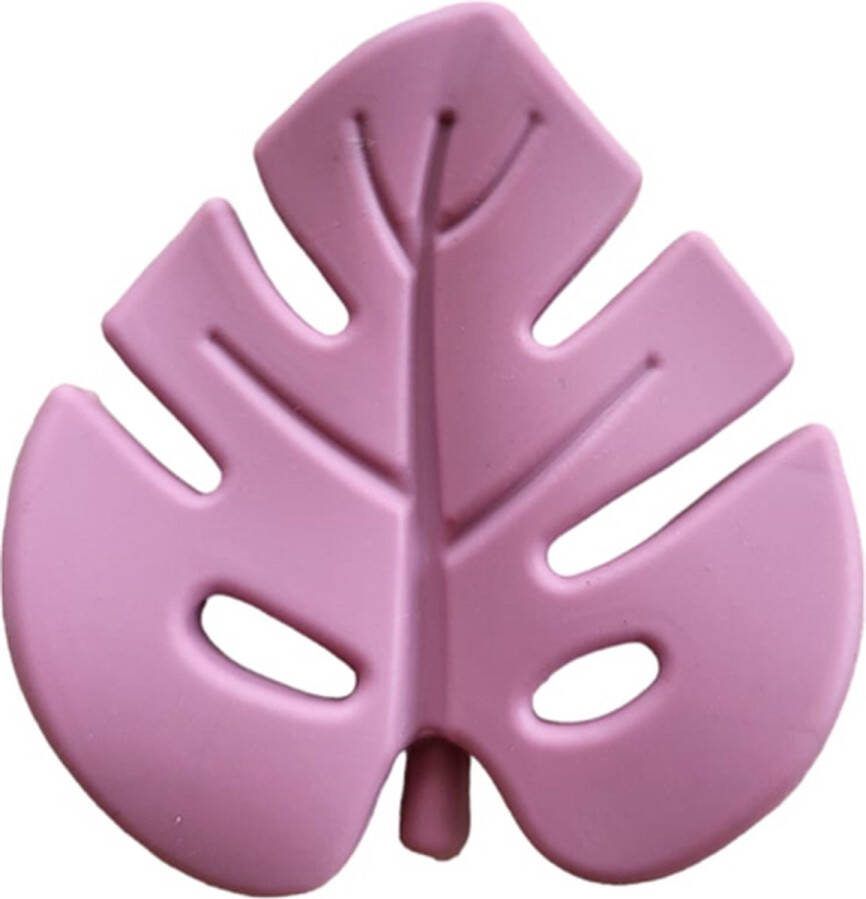 Bijtblad baby speelgoed silicone bijtring bijtspeeltje Donker Rose