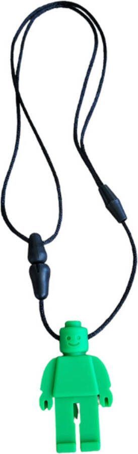 Bijtketting Kauwketting Kauwsieraad Stressverlagend Bijtblok Silicone ADHD Autisme Ketting 6x3cm Legopop Groen