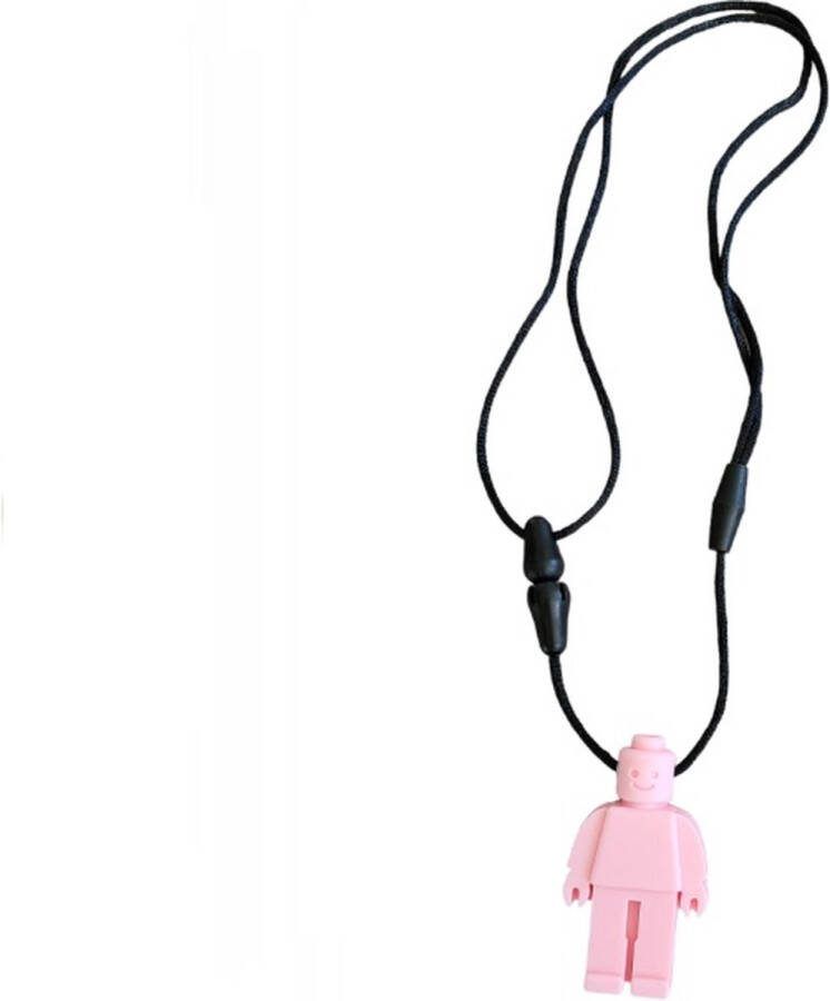 Bijtketting Kauwketting Kauwsieraad Stressverlagend Bijtblok Silicone ADHD Autisme Ketting 6x3cm Legopop Rose