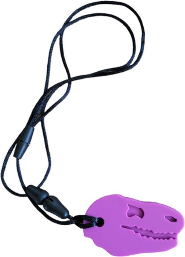 Bijtketting Kauwketting Kauwsieraad Stressverlagend Bijtblok Silicone ADHD Autisme Ketting 6x4cm Dino Paars