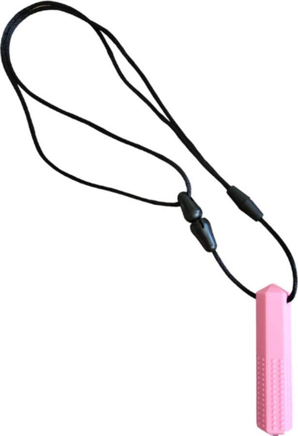 Bijtketting Kauwketting Kauwsieraad Stressverlagend Bijtblok Silicone ADHD Autisme Ketting 7x2cm Pendant Rose