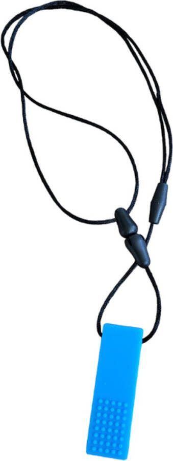 Bijtketting Kauwketting Kauwsieraad Stressverlagend Bijtblok Silicone ADHD Autisme Ketting 7x2cm Legoblok Blauw