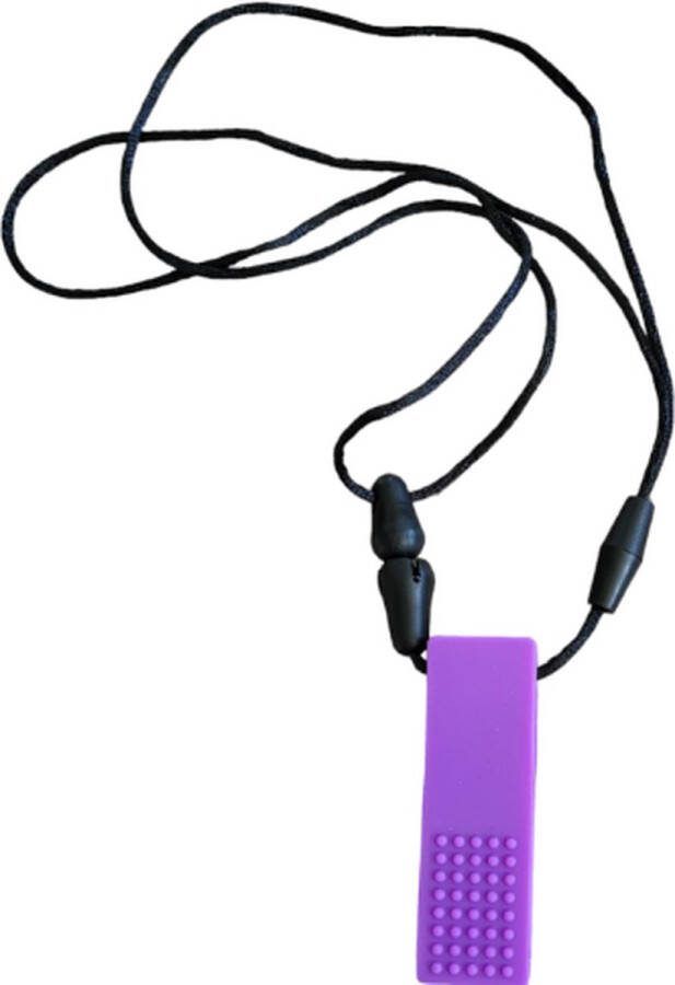 Bijtketting Kauwketting Kauwsieraad Stressverlagend Bijtblok Silicone ADHD Autisme Ketting 7x2cm Legoblok Paars