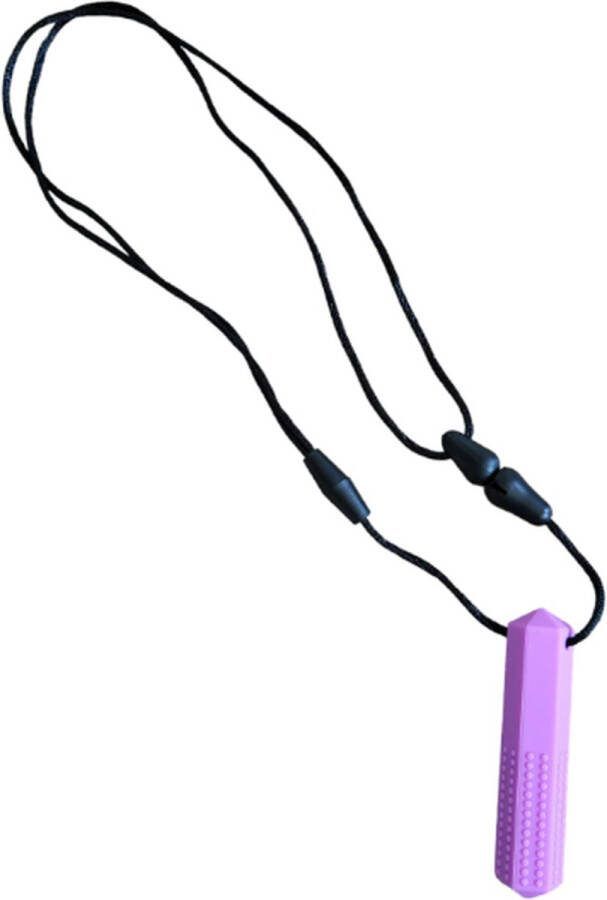 Bijtketting Kauwketting Kauwsieraad Stressverlagend Bijtblok Silicone ADHD Autisme Ketting 7x2cm Pendant Paars