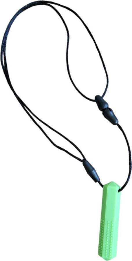 Bijtketting Kauwketting Kauwsieraad Stressverlagend Bijtblok Silicone ADHD Autisme Ketting 7x2cm Pendant Groen