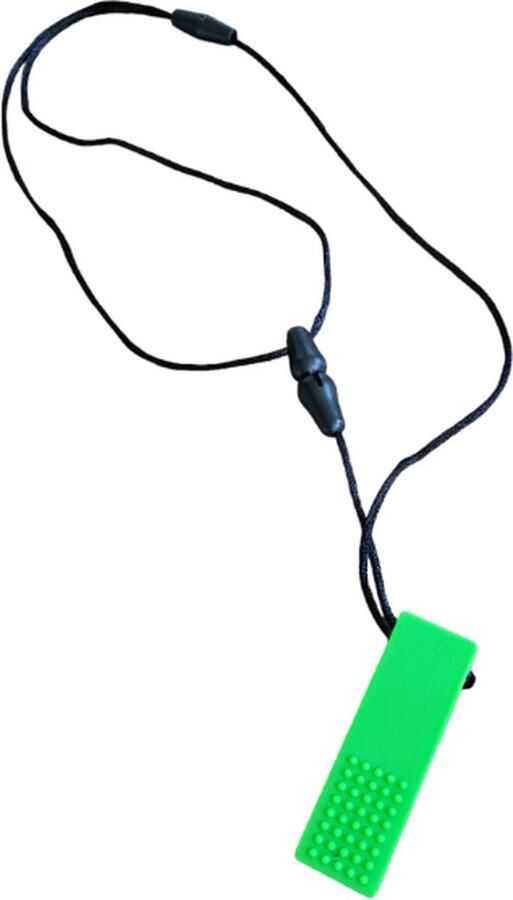 Bijtketting Kauwketting Kauwsieraad Stressverlagend Bijtblok Silicone ADHD Autisme Ketting 7x2cm Legoblok Groen