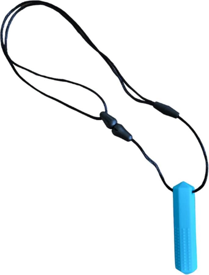 Bijtketting Kauwketting Kauwsieraad Stressverlagend Bijtblok Silicone ADHD Autisme Ketting 7x2cm Pendant Blauw