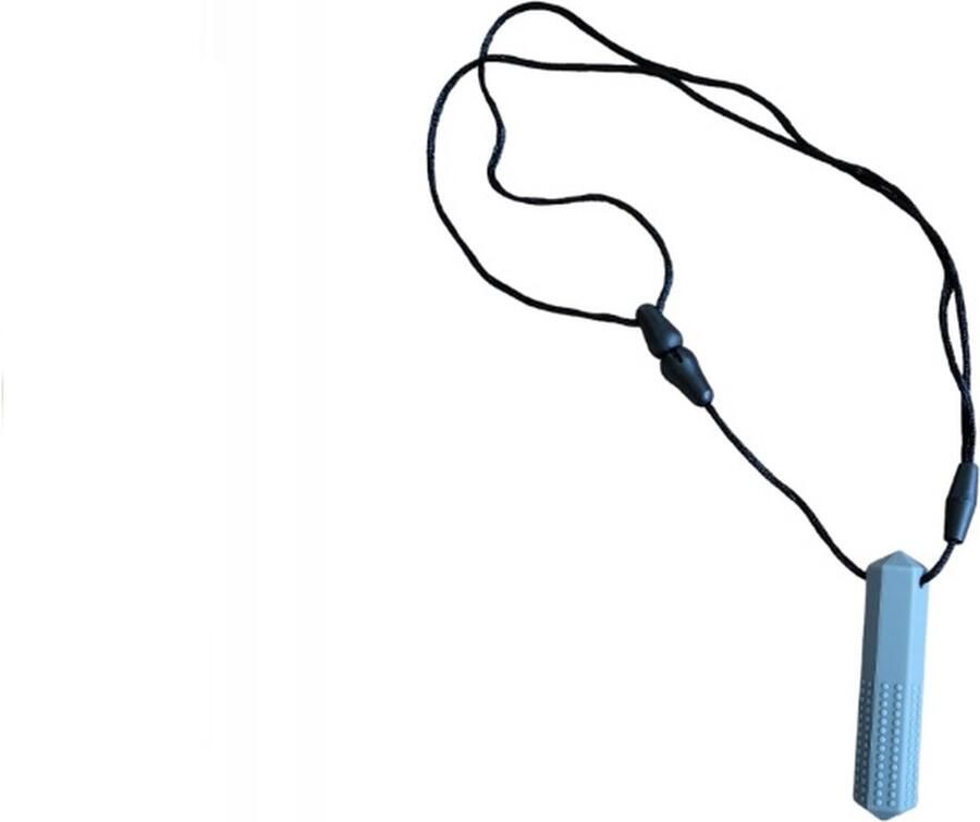 Bijtketting Kauwketting Kauwsieraad Stressverlagend Bijtblok Silicone ADHD Autisme Ketting 7x2cm Pendant Grijs