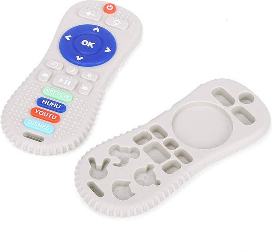 Bijtring Afstandsbediening Siliconen Grijs Baby Speelgoed Baby Bijtspeeltjes Babyspeelgoed BPA-vrij