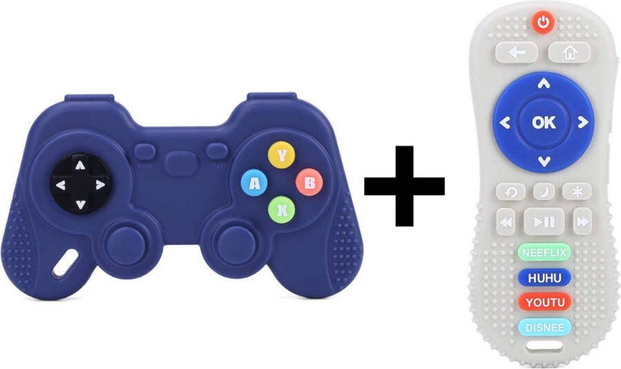 Bijtringen Set Afstandsbediening Grijs Gamecontroller Blauw Baby Siliconen Baby speelgoed Bijtring Controller Bijtring Afstandsbediening BPA-vrij