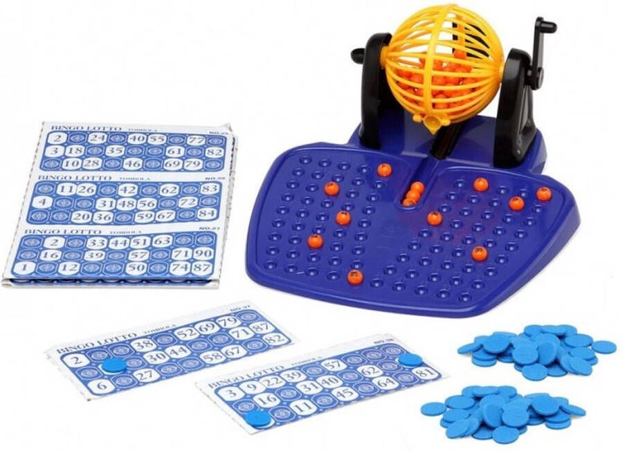 Bingo spel gekleurd oranje complete set nummers 1-90 met molen en bingokaarten
