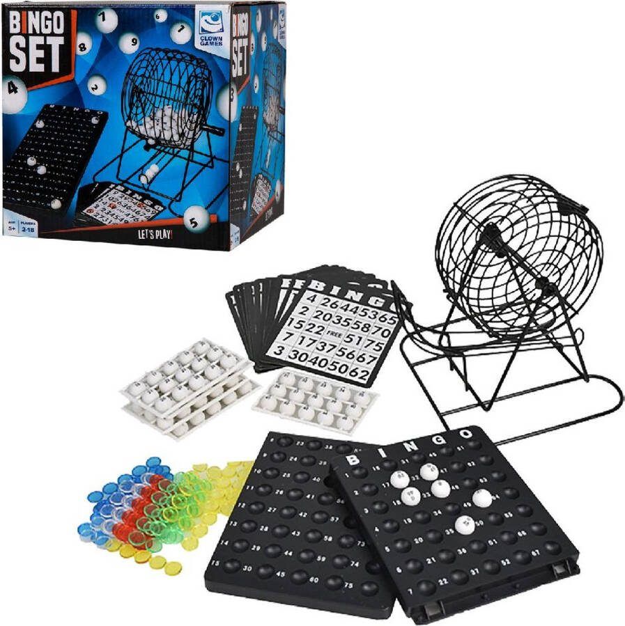 Basic Bingo spel zwart wit complete set 19 cm nummers 1-75 Bingospel Bingo spellen Bingomolen met bingokaarten Bingo spelen