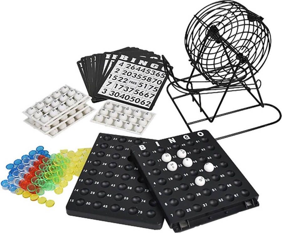 Merkloos Sans marque Bingo spel zwart wit complete set 21 cm nummers 1-90 Bingospel Bingo spellen Bingomolen met bingokaarten Bingo spelen