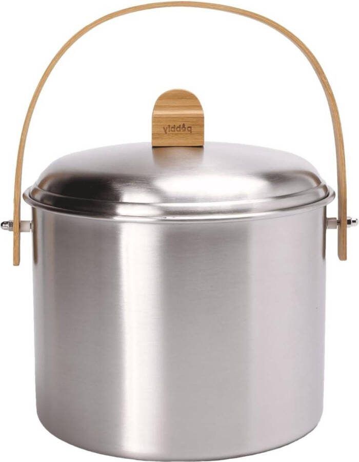 Binnen Compostemmer 7 liter Roestvrij Staal en Bamboe Koolstoffilter