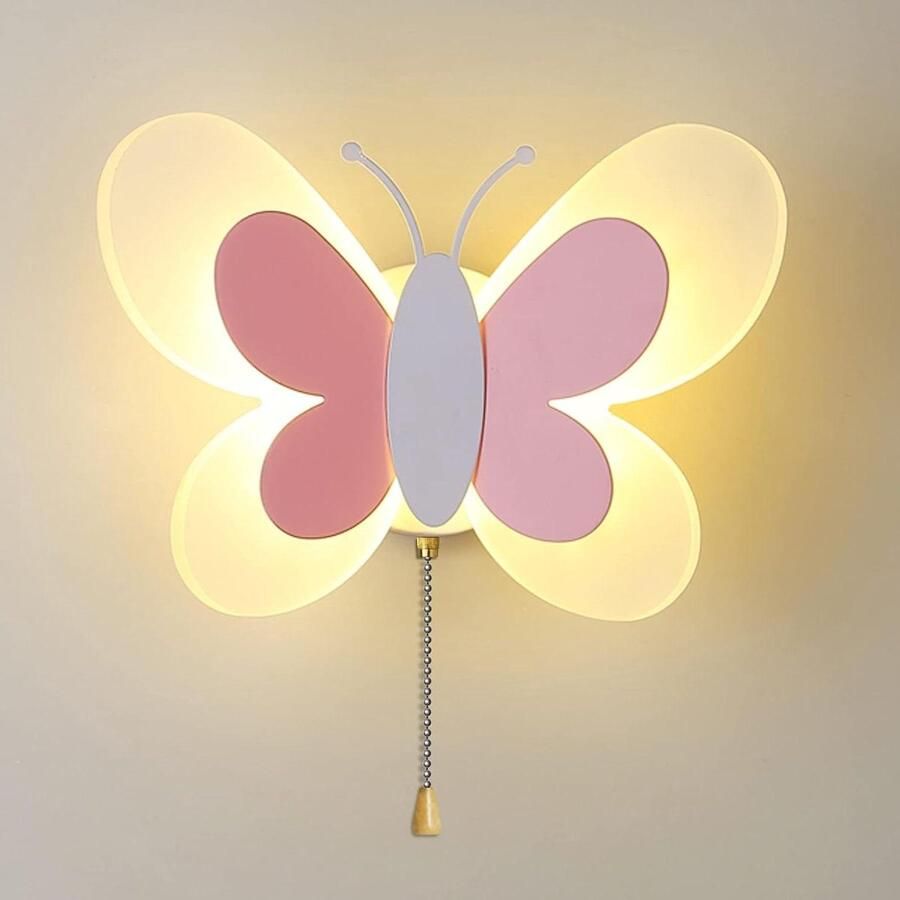 Binnen Wandlamp Kinderkamer Bed LED Dimbaar Vlinder Decoratief Kamerlicht Met Schakelaar Meisjes Cartoon Modern Wandverlichting