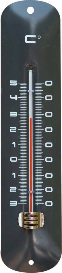 Merkloos Sans marque Binnen buiten thermometer grijs van metaal 6.5 x 30 cm -Binnen buitenthemometers Temperatuurmeters