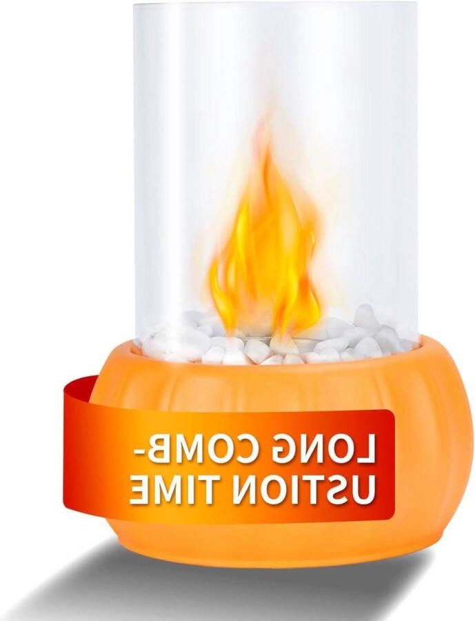 Bio-ethanol tafelhaard met decoratieve stenen Binnen buiten Duurzame vlammen Tafel terras Oranje Tafelhaard