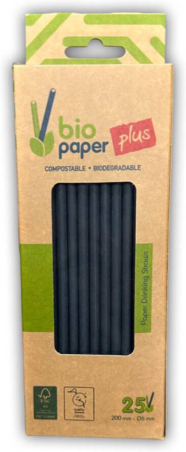 Bio Papieren Rietjes Compostable Biodegradable Bioafbreekbaar 25 stuks