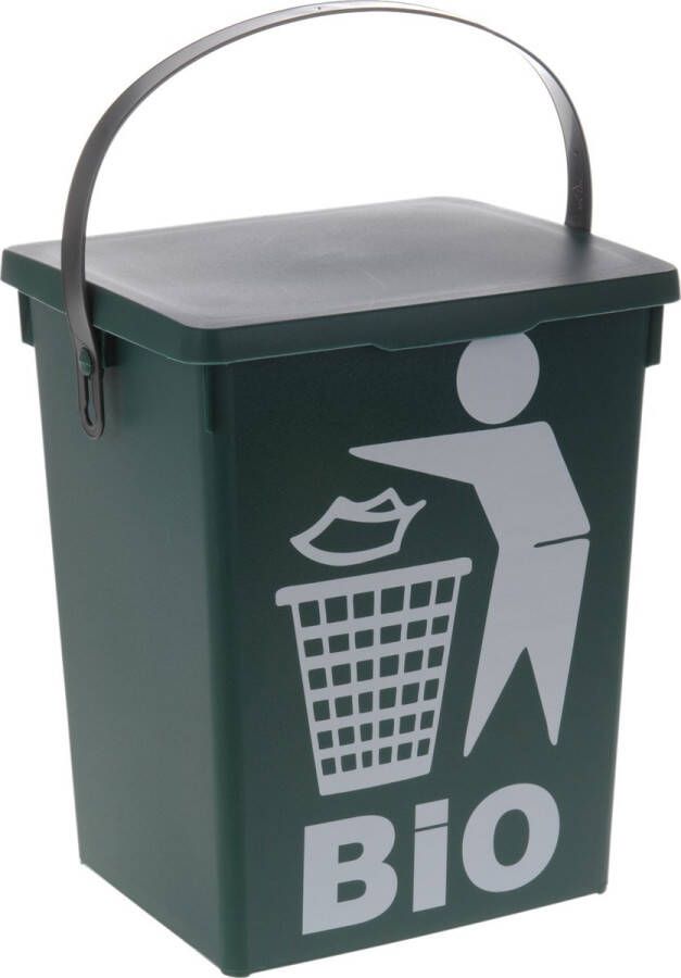 Merkloos Gft afvalbakje voor aanrecht 5L groen afsluitbaar 16 5 x 18 x 24 cm compostbak Prullenbakken