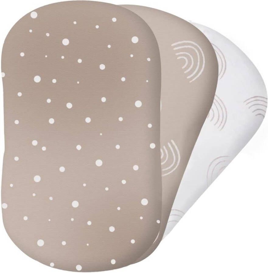 Biologisch katoenen baby moses mand lakens zachte kinderwagen lakens geschikt voor zandloper rechthoekige en ovale moses mand matrassen 3-pack naakt beige