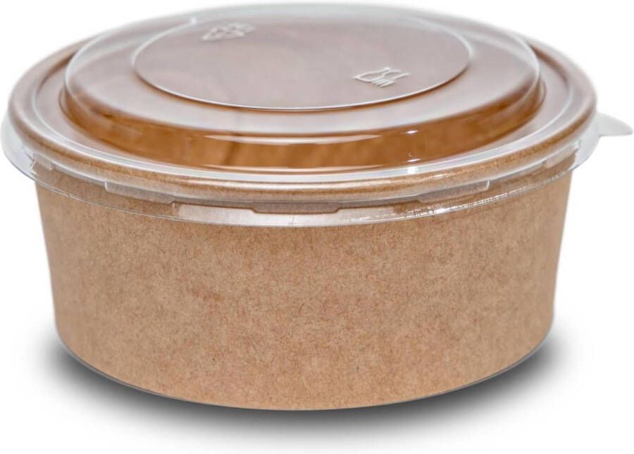 Biologische slakom 1100 ml 50 stuks wegwerp slakommen saladeschaal kom met deksel kartonnen slabox kracht wegwerpschalen bio slakom