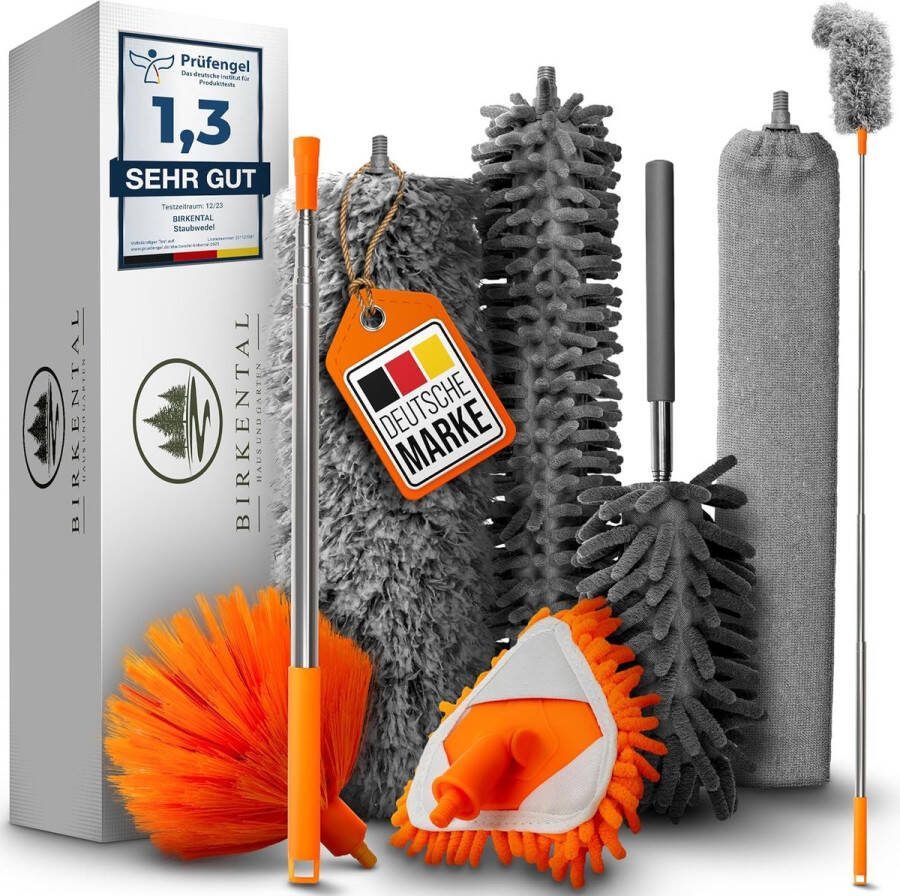 Birkental Duster Telescopische plumeau in 7-delige set tot 2 50 m uittrekbaar en wasbaar stofwisser microvezels stofmagneet Magic Duster stofvanger voor huishoudelijk en commercieel gebruik