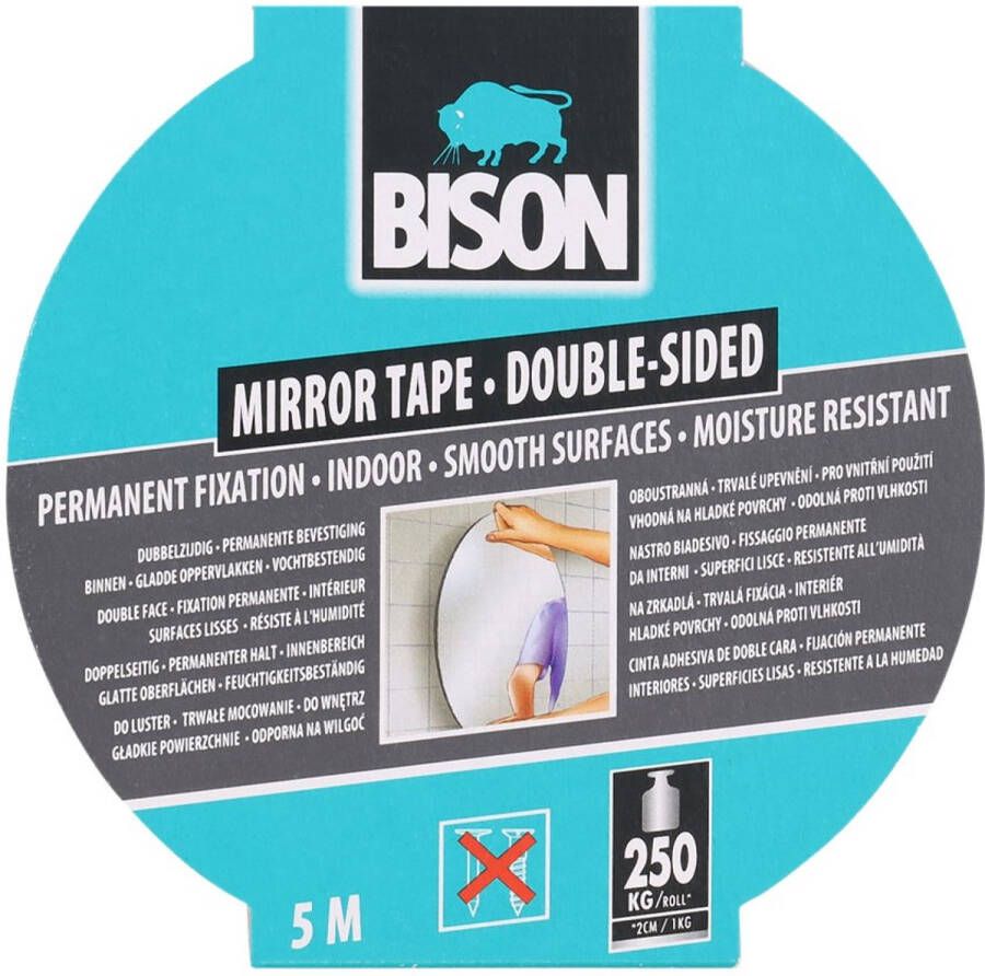 Bison Spiegeltape Dubbelzijdige tape spiegeltape Vocht bestendig Multifunctioneel U kunt alles er mee ophangen Eenvoudig Tape Plakband 5 meter NIEUWE UITGAVEN AWARD WINNER