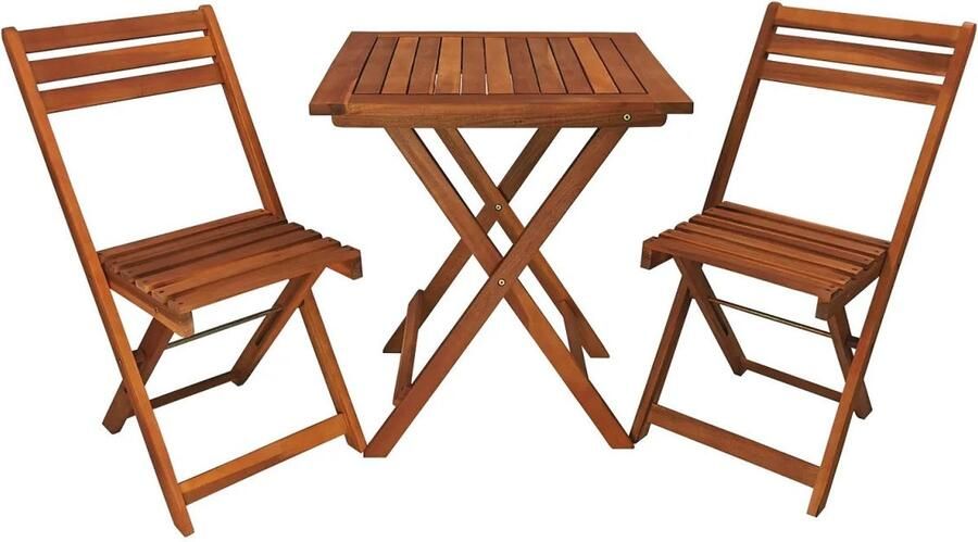 Bistroset balkonset acaciahout inklapbaar tafel met 2 stoelen bruin