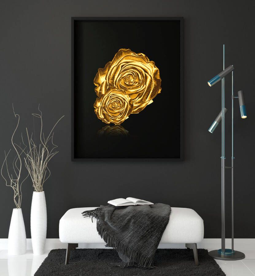 BLACK & GOLD ROOS WANDDECORATIE POSTER 30x40cm