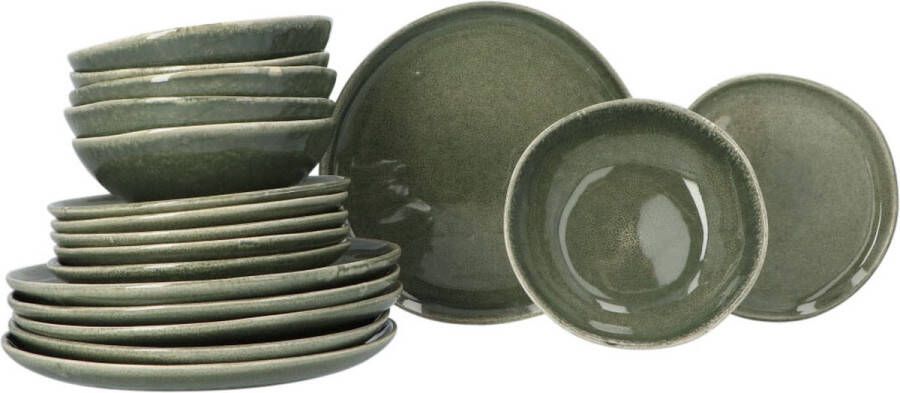 Home deco factory Black Forest Serviesset Stoneware 6-persoons 18 delig Groen