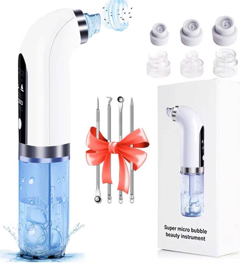 Blackhead Remover- Acne verwijderen set Poriënreiniger 6 Opzetstukken- Comedonenlepels Gezichtsreiniger- mee-eters verwijderen Acne Vacuüm mee-eter verwijderraar Gezichtsverzorging Verstopte poriën Acne behandeling