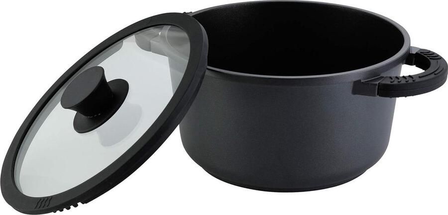 Blackline gegoten aluminium pot gietijzer Ø ca. 20 cm kookpot met deksel
