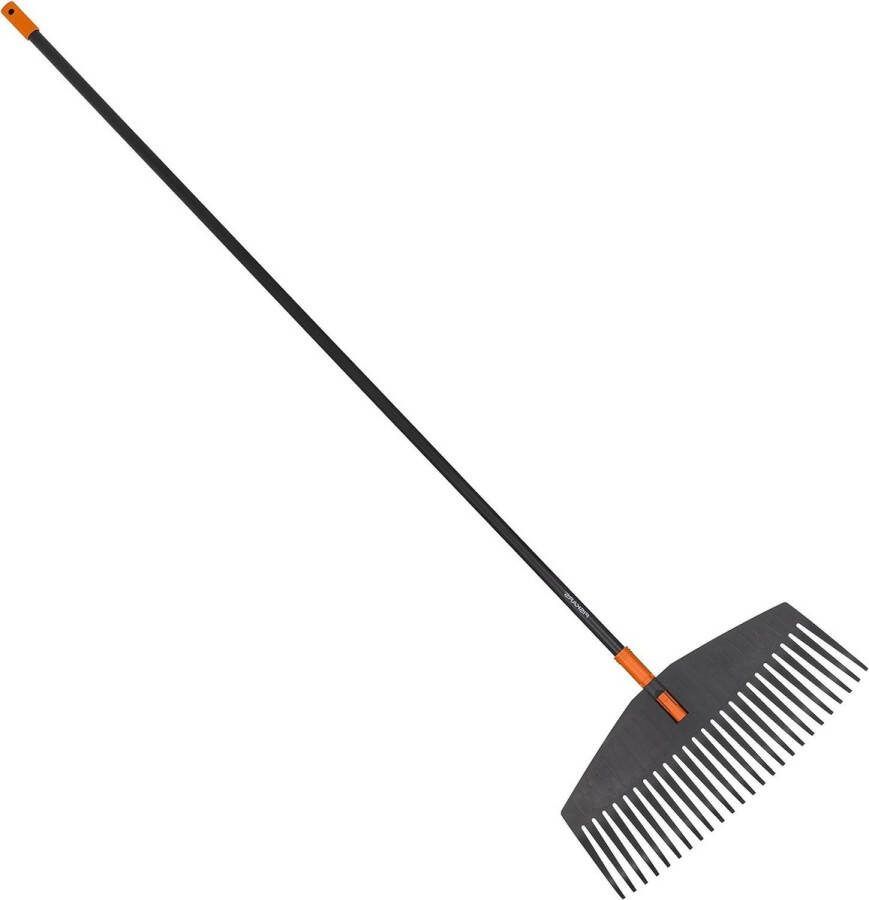 Bladhark 25 tanden 175 cm 52 cm kunststof aluminium zwart oranje Solid combisystem lawn rake
