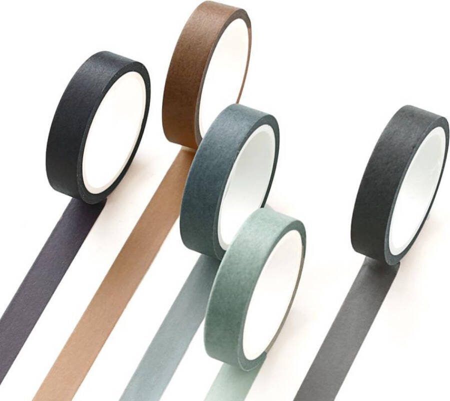 Blauw Grijs Washi Tapes Multi Pack Verschillende Washi Tapes Prachtige Verschillende Masking Tapes Bullet Journal Journalling Plakboeken Rollen Tape Blauw Grijs Bruin Groen 5 Verschillende Masking Tapes