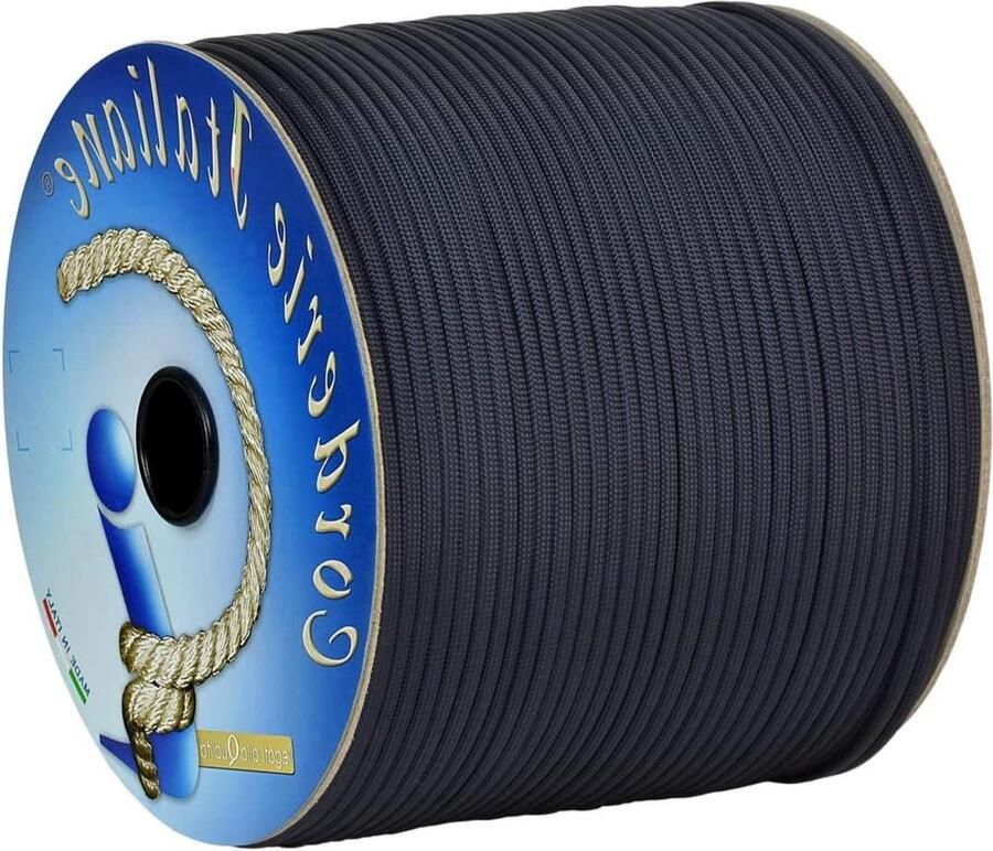 Paracord 550 Type III Blauw 4 mm 30 m Kern 7 draden Made in Italy Voor buitenactiviteiten