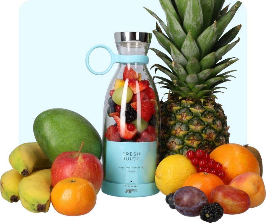 Blauwe Draadloze Blender To Go Smoothie maker voor onderweg! Draagbare mini blender blauw Mixer voor smoothies Draadloos opladen mogelijk! Handmixer voor gezonde drankjes